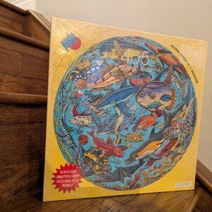 Planet Ocean psycho circle Round Table puzzle,465 Pieces, ocean life New!